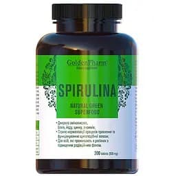 Натуральна добавка Golden Pharm Spirulina, 200 пігулок
