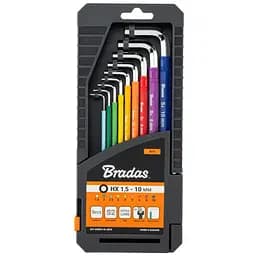 Набір шестигранних ключів Bradas з кулястим наконечником HX 1,5- 10 мм 9 шт подовжені, (DIY-HKB62-EL/BOX)