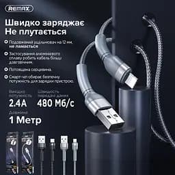 Дата кабель для заряджання айфонів USB - Lightning 8-pin REMAX Jany RC-124i Чорний (1м) - мініатюра 5