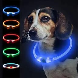 Світлодіодний LED нашийник для собак із зарядкою USB, синій - мініатюра 8