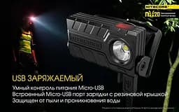Налобний ліхтарик для спорту Nitecore NU20 CRI 1xLED 270лм (6 режимів) Білий - мініатюра 6