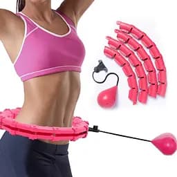 Масажний обруч Hoola Hoop Massager розбірний, з утяжнювачем, 40 см, 24 секції, рожевий - мініатюра 2