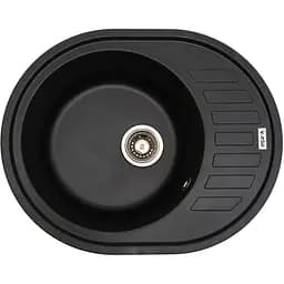 Кам'яна мийка Ventolux Monica Black Matt Quartz 620x500x220 мм