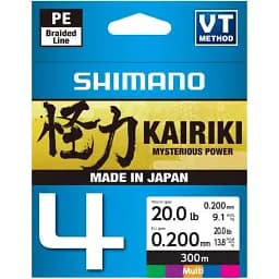 Шнур Shimano Kairiki 4 PE 300 м (Multi Colour) 0.20 мм 13.8 кг