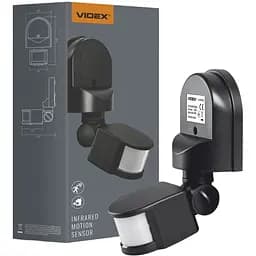 Датчик движения и освещенности Videx 220V 1200W инфракрасный черный (VL-SPW02B)