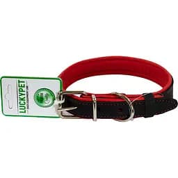 Нашийник шкіряний Lucky Pet, подвійний, 41-51х3 см, чорно-червоний
