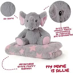 Плед Perletti Toys Allie Elephant з м'якою іграшкою 120x80 см сірий/рожевий (P13068) - мініатюра 3