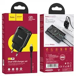 Зарядний пристрій 220В 2 USB з кабелем Hoco N7 Speedy - мініатюра 9