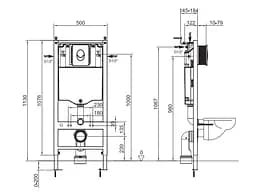 Інсталяція для унітазу Koer KT-0503-01 500x126x1150mm з панеллю змиву KT-0606-01 Хром KR5347 - мініатюра 9