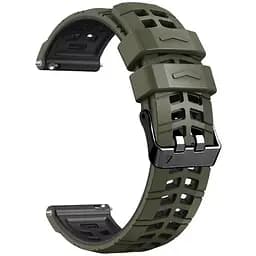 Ремешок силиконовый Tamister для часов Sport 2 хаки с черным 22 мм.