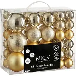 Набір ялинкових куль Mica Decorations шампань 4/6/8 см 46 шт. (1181994)