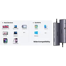 Концентратор Ugreen USB3.1 Type-C to HDMI/VGA/USB 3.0х3/RJ45/SD/TF/PD/35мм TRRS 100W 10-in-1 (15601) - мініатюра 10