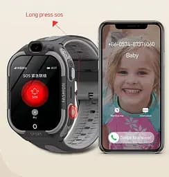 Дитячий смарт годинник Lemfo D6 з AMOLED дисплеєм, GPS трекером, 4G SIM-картою, HD відеодзвінками, Wi-Fi, кнопкою SOS, вологозахистом IP67 та робото до 5–7 днів Чорний - мініатюра 7