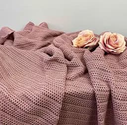 Вязанный плед Прованс Лука полоска, 170х130 см, темно-розовый (22439)