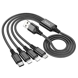 Кабель Hoco X76 Combo 4-in-1, 2xLightning + Type-C + Micro USB Super charging cable