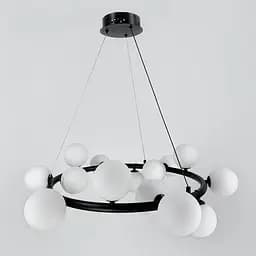 Кольцевая люстра с 15 белыми плафонами в черном корпусе Ø 85 см | Ст. AT32/15R BK+WT | Line F