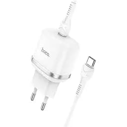 Набір зарядний адаптер + кабель Hoco N24 Victorious single port charger set C to C білий