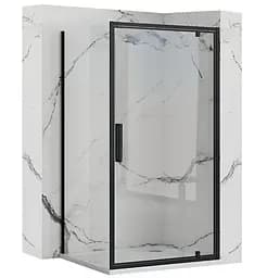 Душова кабіна Rea Rapid Swing 90x80 black REA-K6422 + REA-K6408, Чорний матовий, Універсальна, прозорий