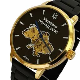 Часы Besta Skeleton Gold Black Metal, 2 ремешка