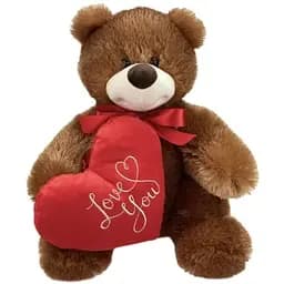 Мягкая игрушка Медведь Медунец с сердечком Капучино/красный 34х24 см