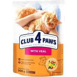 Сухой корм для кошек Club 4 Paws Premium с телятиной 900 г