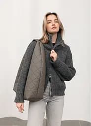 Жіноча сумка Sambag HOBO L сіра строчена 34 х 37 х 16 см (53300039) - мініатюра 3
