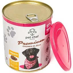 Вологий корм для дорослих собак Pet Chef Шматочки в желе з куркою 800  г - мініатюра 2