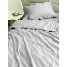 Комплект постільної білизни Ecotton Light Grey півтораспальний полісатин світло-сірий (25310) - мініатюра 2
