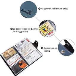 Візитниця велика Shvigel 13906 шкіряна синя - мініатюра 8