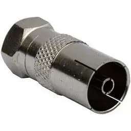 Переходник антенный 2E штекер F гнездо ТВ адаптер металлический