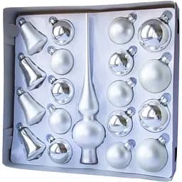 Набор елочных игрушек шары с верхушкой Linhai 19 шт D5-6 см в ассортименте (390212-1)