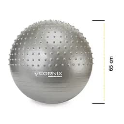 М'яч для фітнесу (фітбол) Cornix 65 см напівмасажний Anti-Burst Silver XR-0479 - мініатюра 5