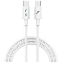 Дата кабель USB-C to USB-C 1.0m 100W white Grand-X (CC-100W)