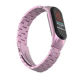 Ремінець для фітнес-браслета Boorui для Xiaomi Mi Band 3 і 4 металевий рожевий - мініатюра 5