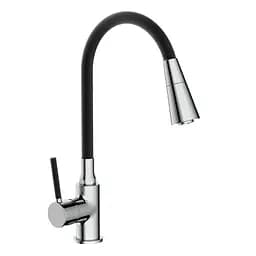 Змішувач для кухні Frap F4044 з гнучким виливом 2 режими чорний/хром Чорний матовий