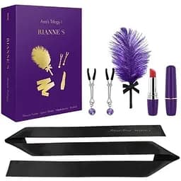 Подарунковий набір Rianne S Ana's Trilogy Set I: помада-вібратор, пір'їнка, затискачі для сосків, пов'язка