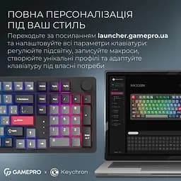 Клавіатура GamePro Asgard Drakkar Keychron Super Red Switch Wireless/Bluetooth/USB Black бездротова (MK305BK) - мініатюра 19