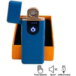 Электронная зажигалка спиральная USB ZGP ABS Синяя многоразовая зажигалка с юсб зарядкой