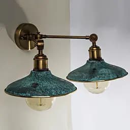 Настенный латунный бра двойной PikArt арт. 1105 зеленый