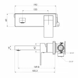 Змішувач для умивальника настінний Imprese Karlov 25 мм black matt f03507610AC Чорний матовий - мініатюра 2