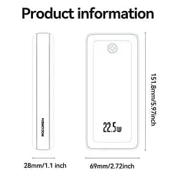 Павербанк - портативний акумулятор Rocoren Haoyue Pro 20000mAh 22.5W чорний - мініатюра 9