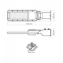 LED ліхтар вуличний VIDEX IP65 SLE17 50W 5500Lm 5000K 220V - мініатюра 8