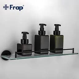 Полиця Frap скло 50 см F30207 1/10, чорний/нержавіюча сталь - мініатюра 3