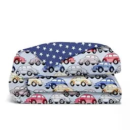 Дитяча постільна білизна в ліжечко CARS CS21, блакитний (CarsVolkswRedBlue_StarBlue110x160_140) - мініатюра 4