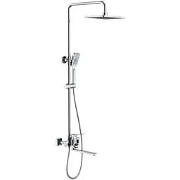 Душевая система Frap F2461, поворотный излив - переключатель на лейку, 3 режима, белый/хром