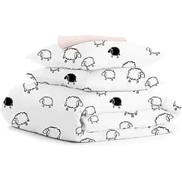 Комплект постільної білизни Cosas Sheep dark black CS1 Полуторний чорний (SheepBlackWhite_Rose_160)