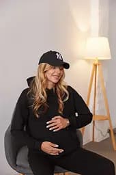 Стильний худі для вагітних та годуючих мам тринитка Chelm XXL-3XL (50-52) Lullababe Чорний - мініатюра 3