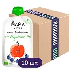 Упаковка пюре Mama knows из яблок и черной смородины органическое 900 г (90 г х 10 шт.)