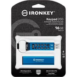 USB флеш накопичувач Kingston 16GB IronKey Keypad 200 Blue USB 3.2 (IKKP200/16GB) - мініатюра 6