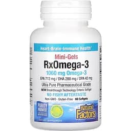 Омега-3 Natural Factors RxOmega-3 Mini-Gels 1060 мг 60 мини капсул